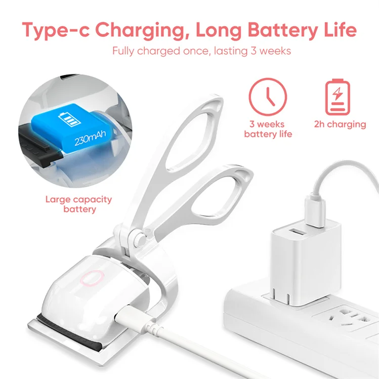 Good Sale Usb Rechargeable Quick Natural Curling Eye Lashes Long Lasting 2 Heating Modes Electrical Heated Eyelash Curler