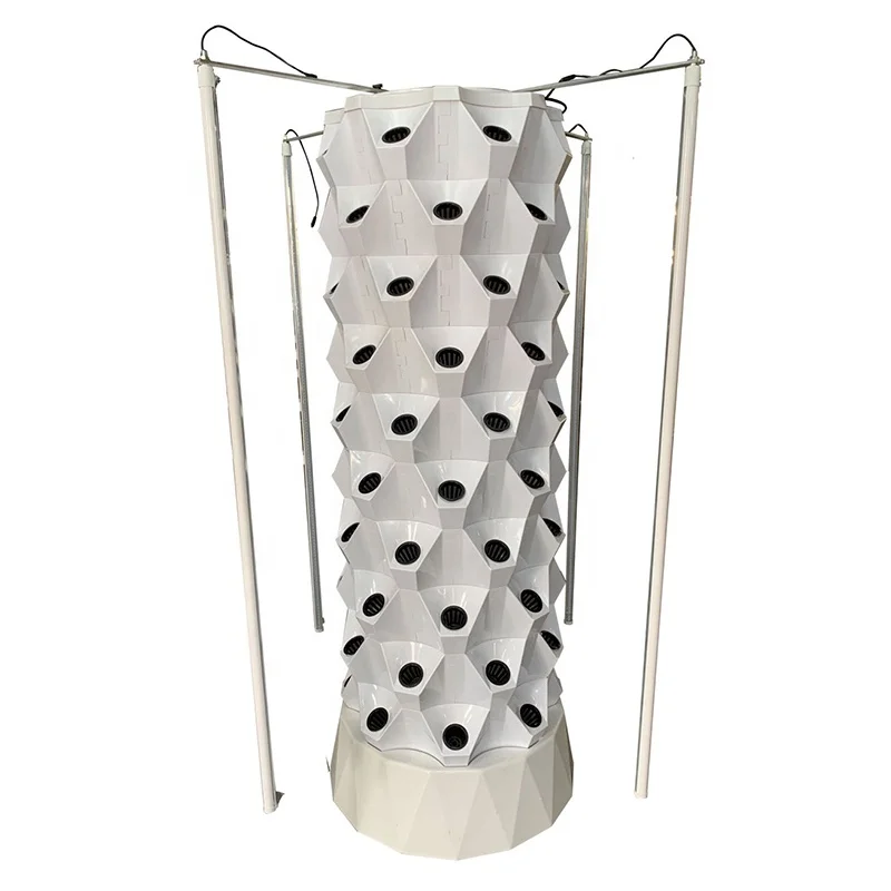 CHINA AGROTIME hydroponic system automatic watering aeroponic tower gardens with LED Tube lights