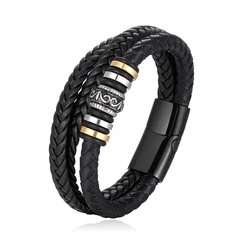 Trendy 2019 men fashion brown black Genuine Leather magnet close Cuff  costume  bracelets