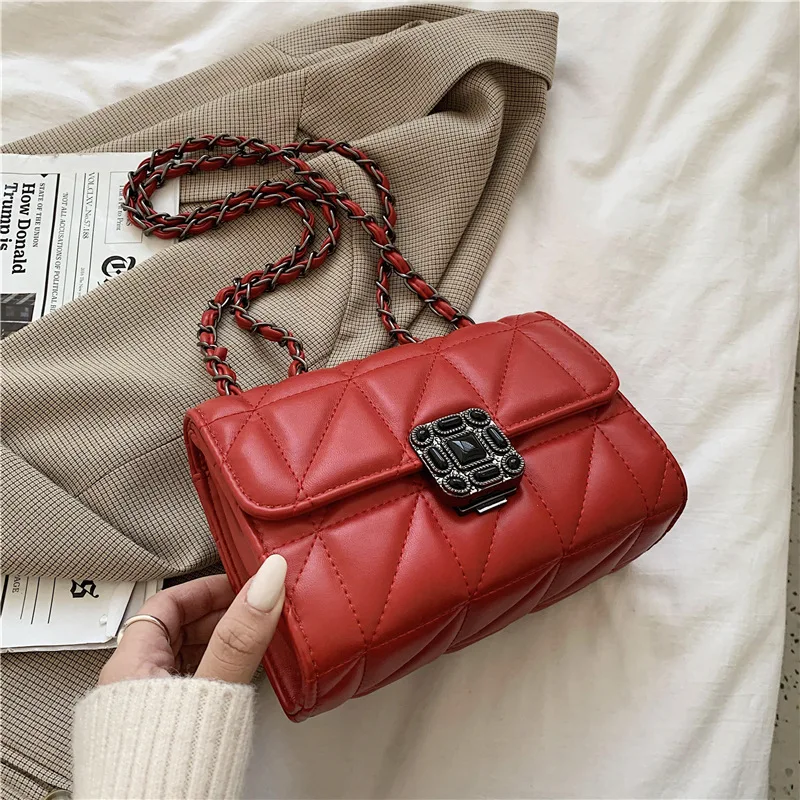 Latest Fashion Luxury Designer One Small Square Flap Handbag With Chain Women Single Shoulder Crossbody Bag
