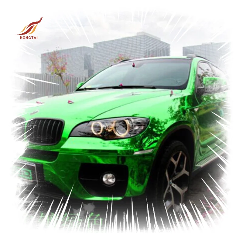 glossy reflective mirror chrome green car body wrapping vinyl film metallic car vinyl wrap green