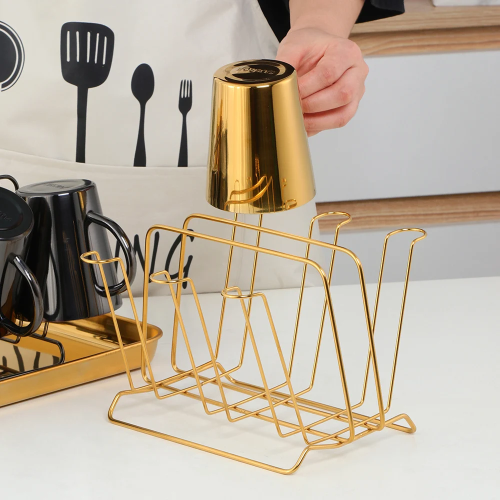 Wholesale Hotel Household Stand Glass Holder Cup Drying Rack Stainless Steel Coffee Cup Rack