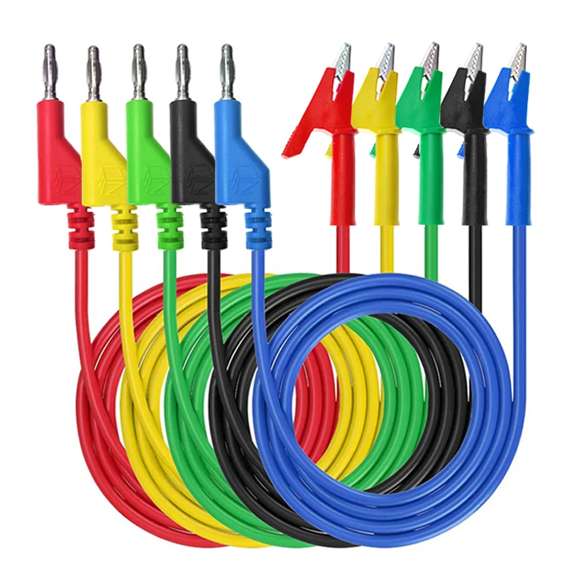NUELEAD запатентованный никель 5 цветов сверхмощный двойной крокодил зажим тестовый свинцовый зажим набор ПВХ силиконовый кабель