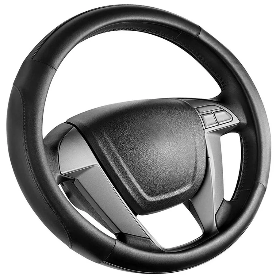 38 см нескользящее рулевое колесо, кожаный чехол Универсальный подходит для среднего размера 15 дюймов ступицы колеса для автомобиля для Tesla VW Bmw