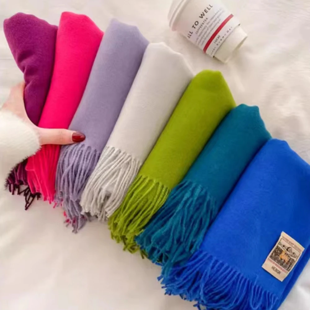 New Stylish Super Soft Casual Vintage Cashmere Fringe Scarfs Winter Cashmere Scarfs For Women
