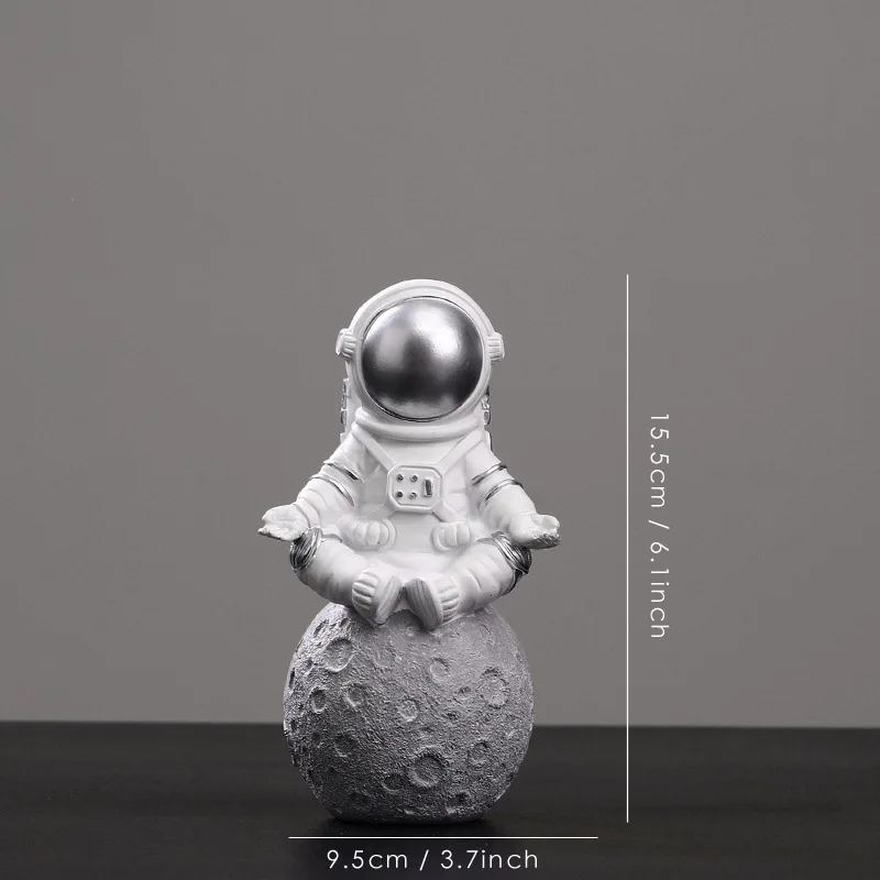 home decor artificial resin astronaut figurines modern spaceman with moon sculpture statues decorative arts and crafts for kids