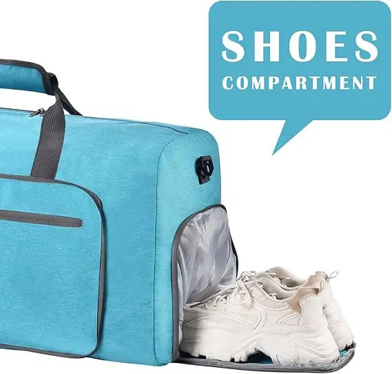 Duffle Bag with Shoes Compartment and Adjustable Strap Foldable Travel Duffel Bags for Men Women Waterproof Duffel Bags