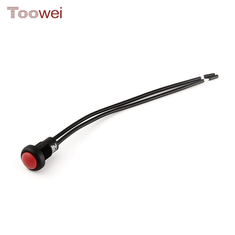 Toowei plastic round button small push button switch with wire 12mm mini waterproof pushbutton switch without light