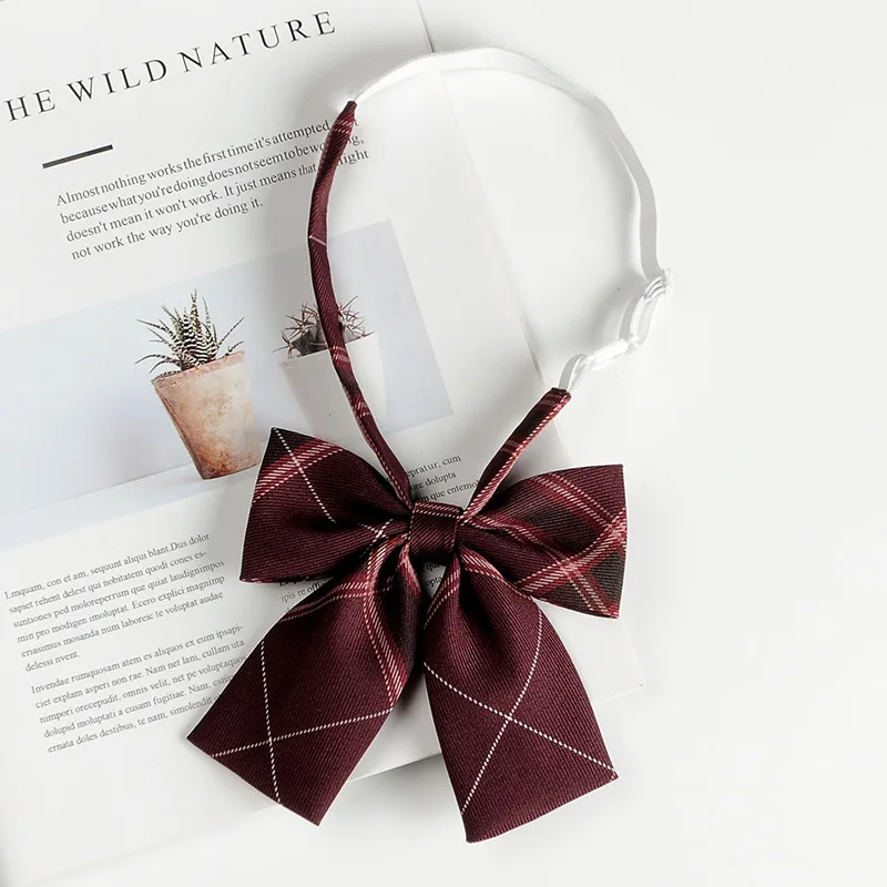 Women College Style Fashion Bow Tie Girls Student School Uniform Accessories Jk Plaid Bowtie