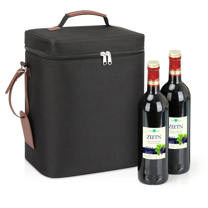 Custom 6 Bottles Personalized Carrier Tote Bag Insulated Padded Camping Mutiuse Portable Reusable Ice Wine Cooler Bag