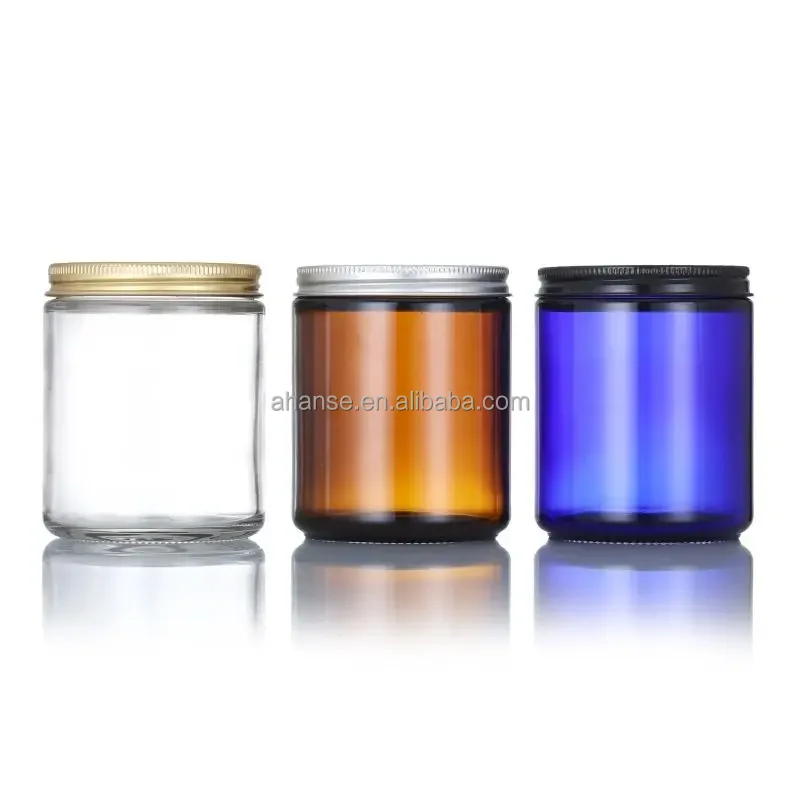 80ml 120ml 250ml 500ml Chemical use aluminum screw cap candle amber glass jar