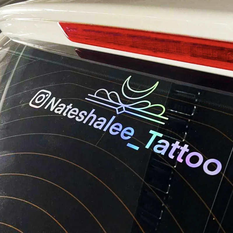 Personalized Own Logo Brand Custom Car Stickers Black Holographic Rainbow Effect Motor Vehicle Decor Car Stickers for Promotion