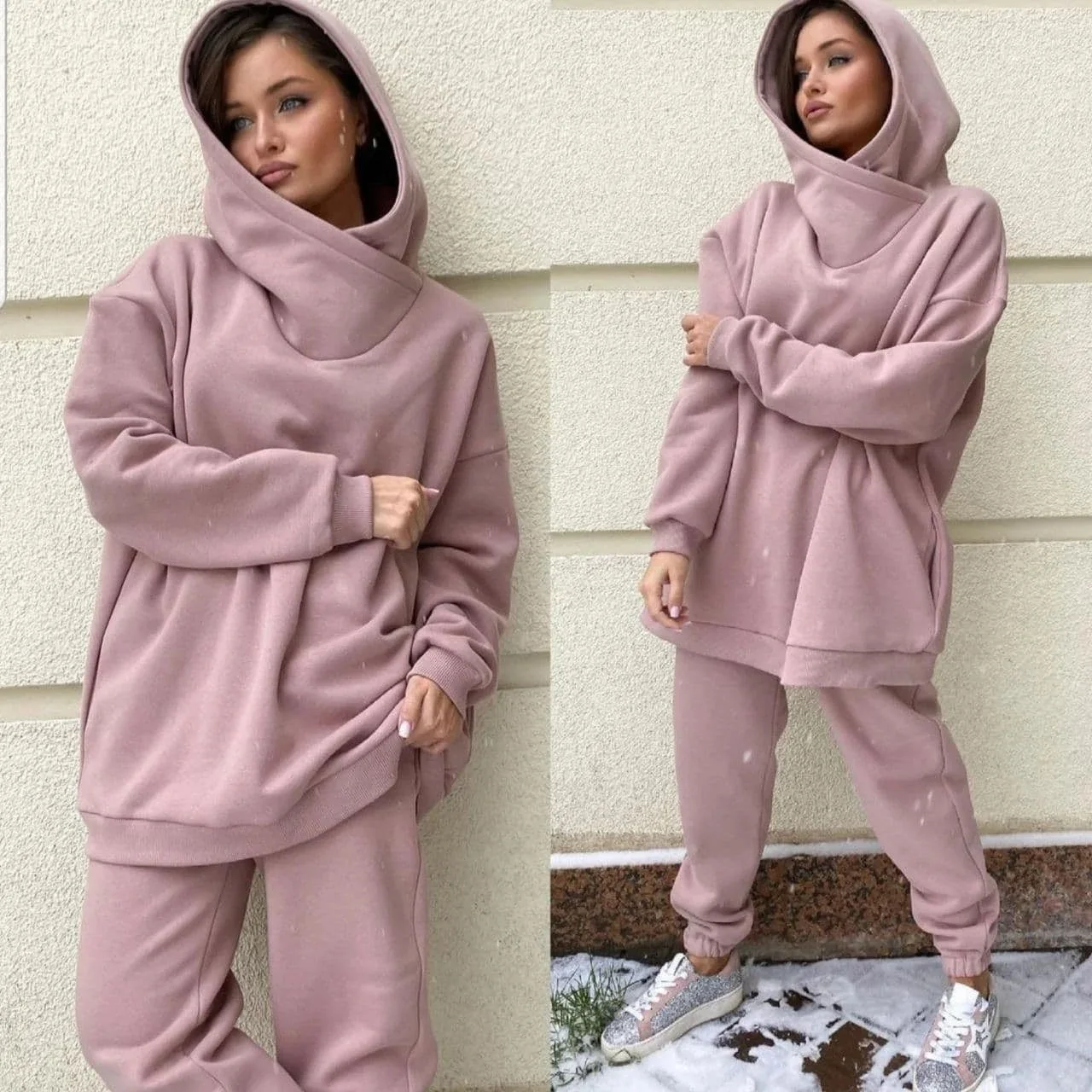 organic cotton women sweater suit two piece pants set sweater and joggers set plus size hoodies custom hoodie set