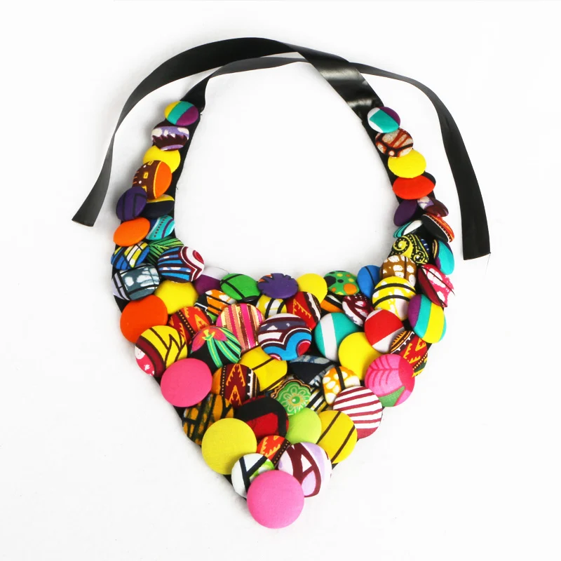 
WYA160 Fashion African Button Necklace African Accessories for Women Bohemia Style Women Button Necklace 