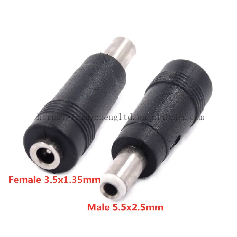 DC Power Adapter Connector Plug DC Conversion Head Jack Male 5.5*2.5mm Turn Socket Female 3.5*1.3mm