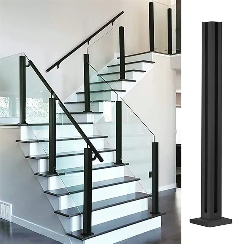 Outdoor Indoor Pool Stairs Staircase Balcony Fence Balustrade Glass Railing Stainless Steel Post