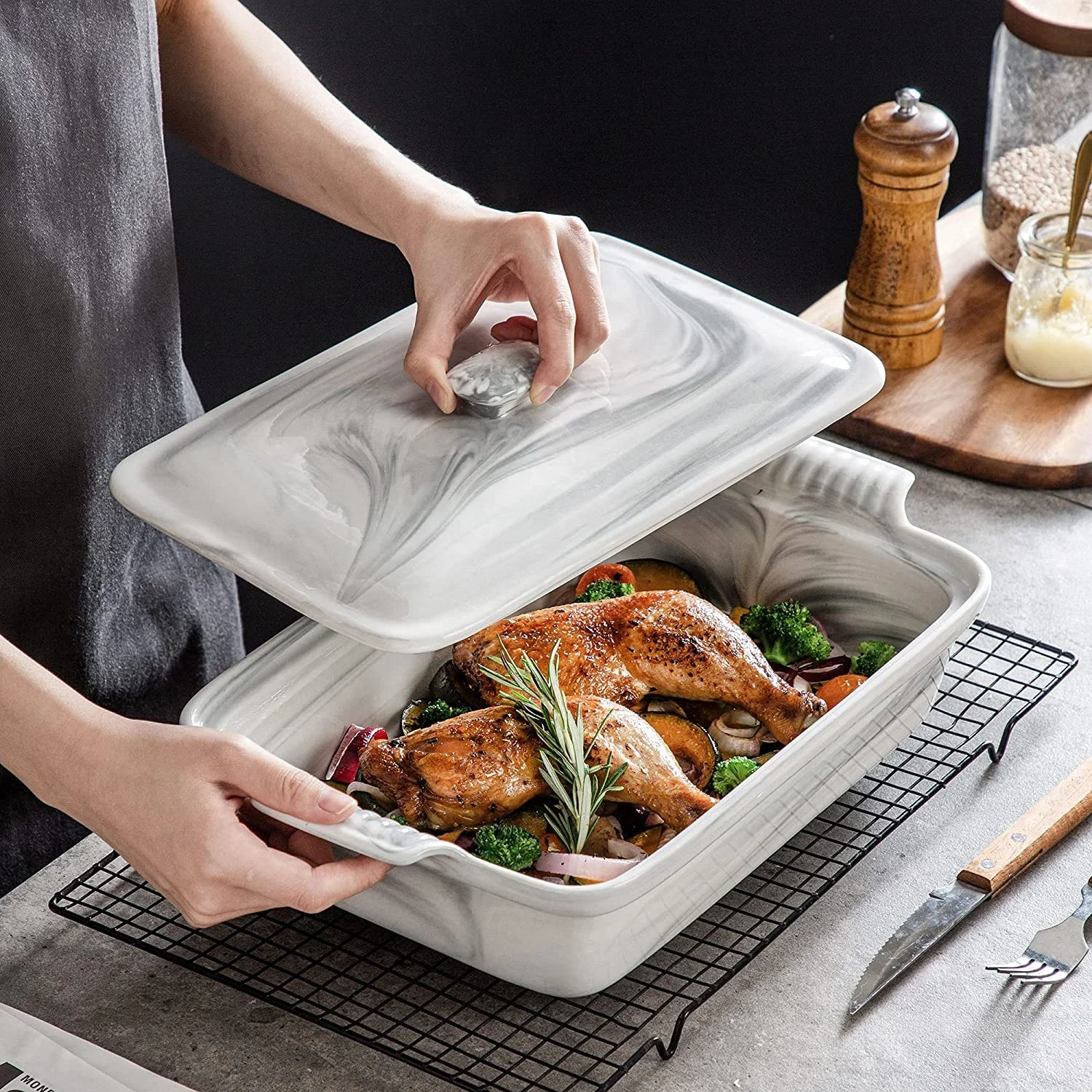 Кастрюля с крышкой кастрюля для выпечки 9x13 лазаньи 3 4 кварт керамическая посуда набор кастрюль