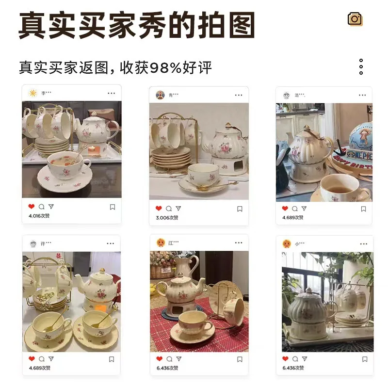 Wholesale Ceramic Coffee Pot Set Candle Heating Teapot Home English Afternoon Teapot Fruit Teapot Tea Cup
