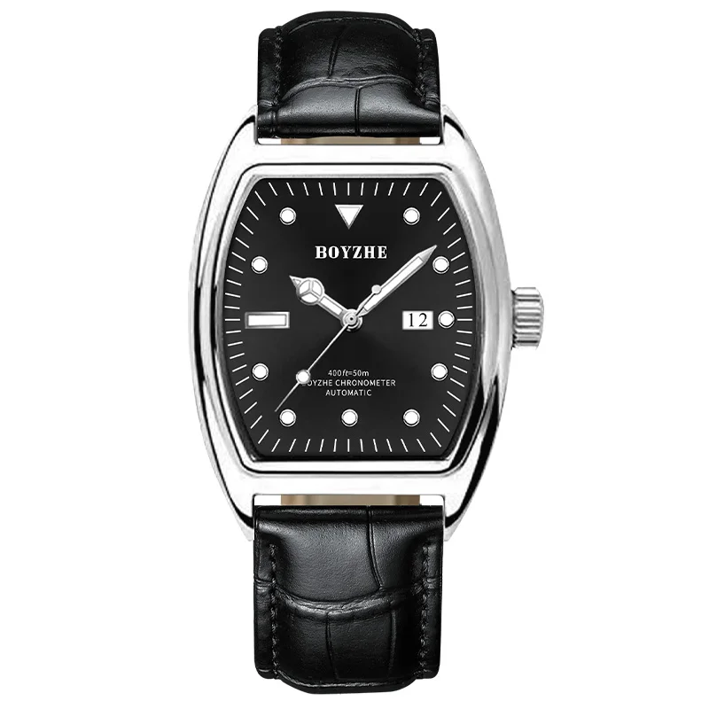 New arrival BOYZHE WL051 stainless steel case leather strap Japan citizen movement mechanical watch for men