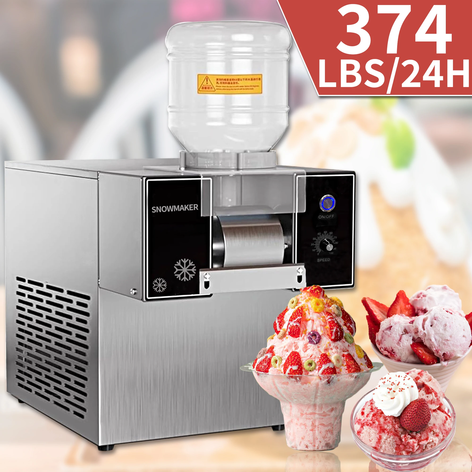 Yourtime 170KG/DAY Hot Sale Automatic Flake Ice Shaver Manufacturing Korean Bingsu Ice Milk Snow Shaving Machine