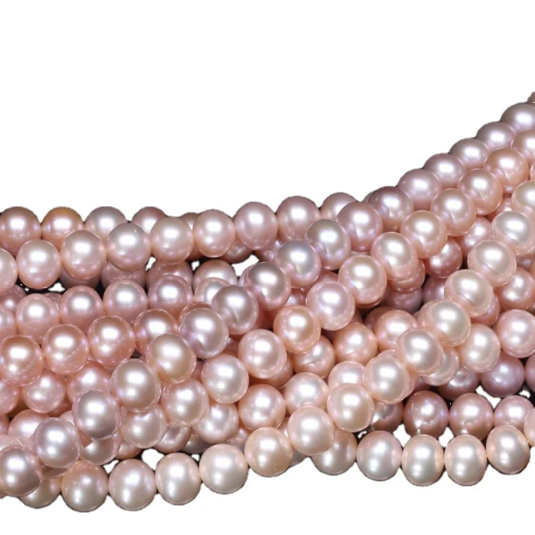 
Zhuji Fresh Water Pearl 9-10mm Four-Sided Light 4A Basic Flawless Semi-finished Pearl Necklace 