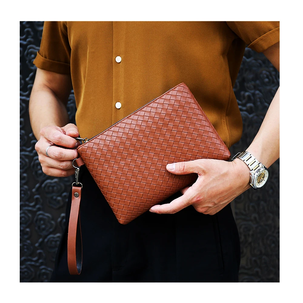 Vintage Luxury Zipper Bag Man Leather Purse Bag For Man Men