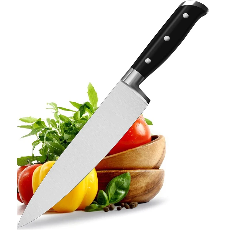 Kitchen Chef Knife 8 Inches Cooking Knife Kitchen Knife with Sheath Carbon Stainless Steel Kitchen Cutting Foods Black 1000pcs