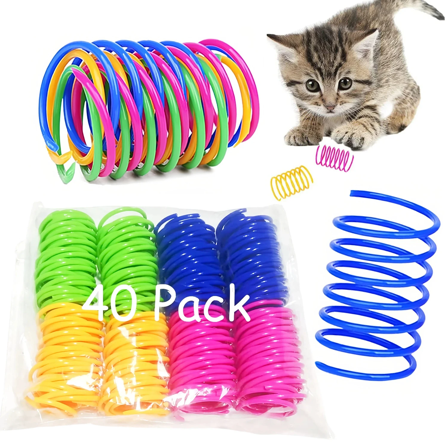 Playful Indoor Cat Spiral Spring Keep Fit Interactive Durable Plastic Colorful Interactive Cat Spring Toys