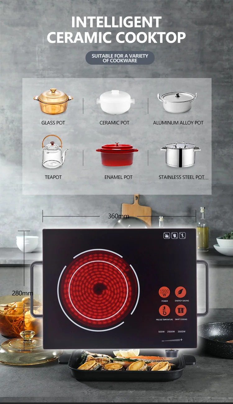 Manufacturing Customized 2200W House Hold Multifunctional Adjustable Infrared Cooker with Knob