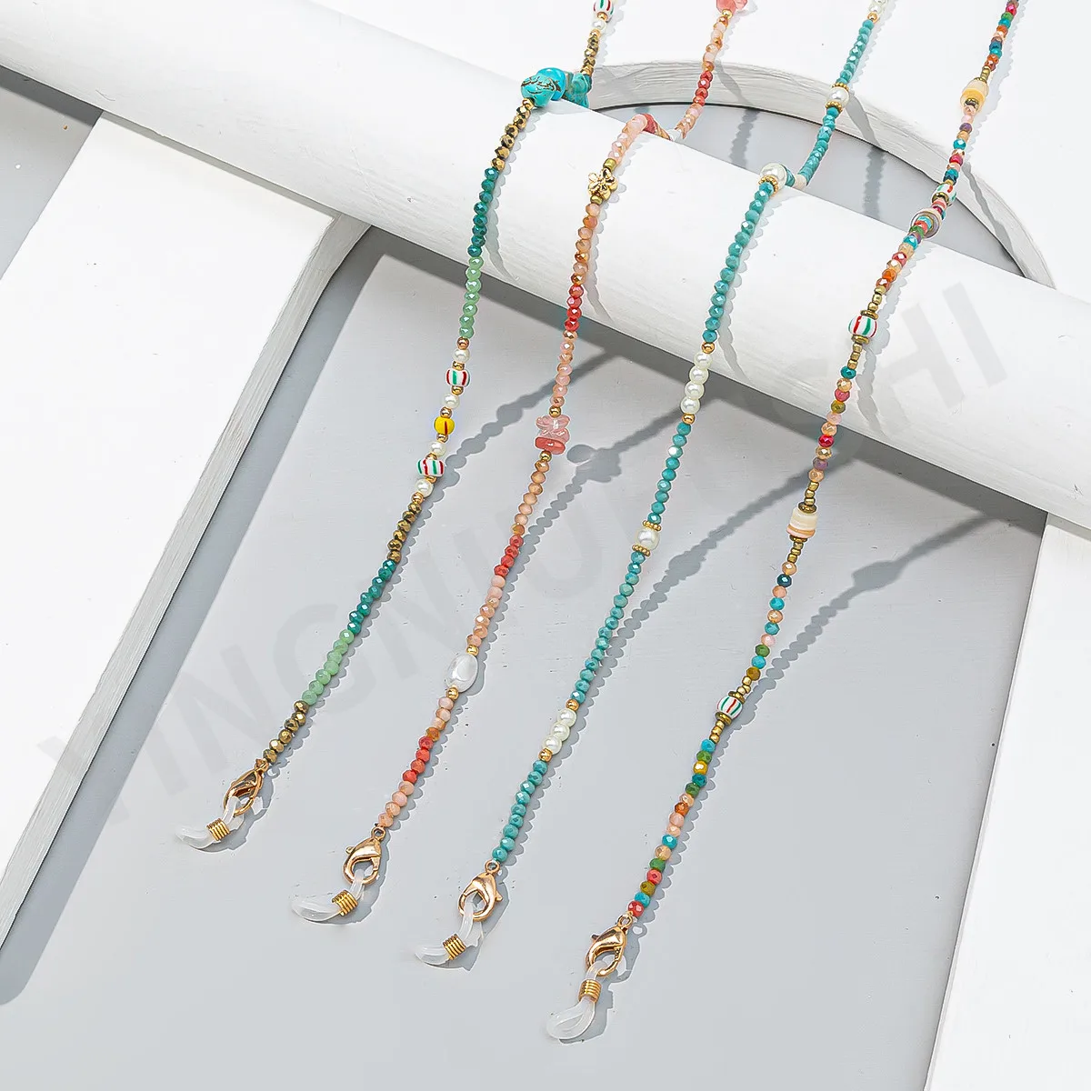 Лидер продаж длинный шнурок для очков с кристаллами держатель жемчугом и камнем шнур подвесной шейный ремешок цепочкой