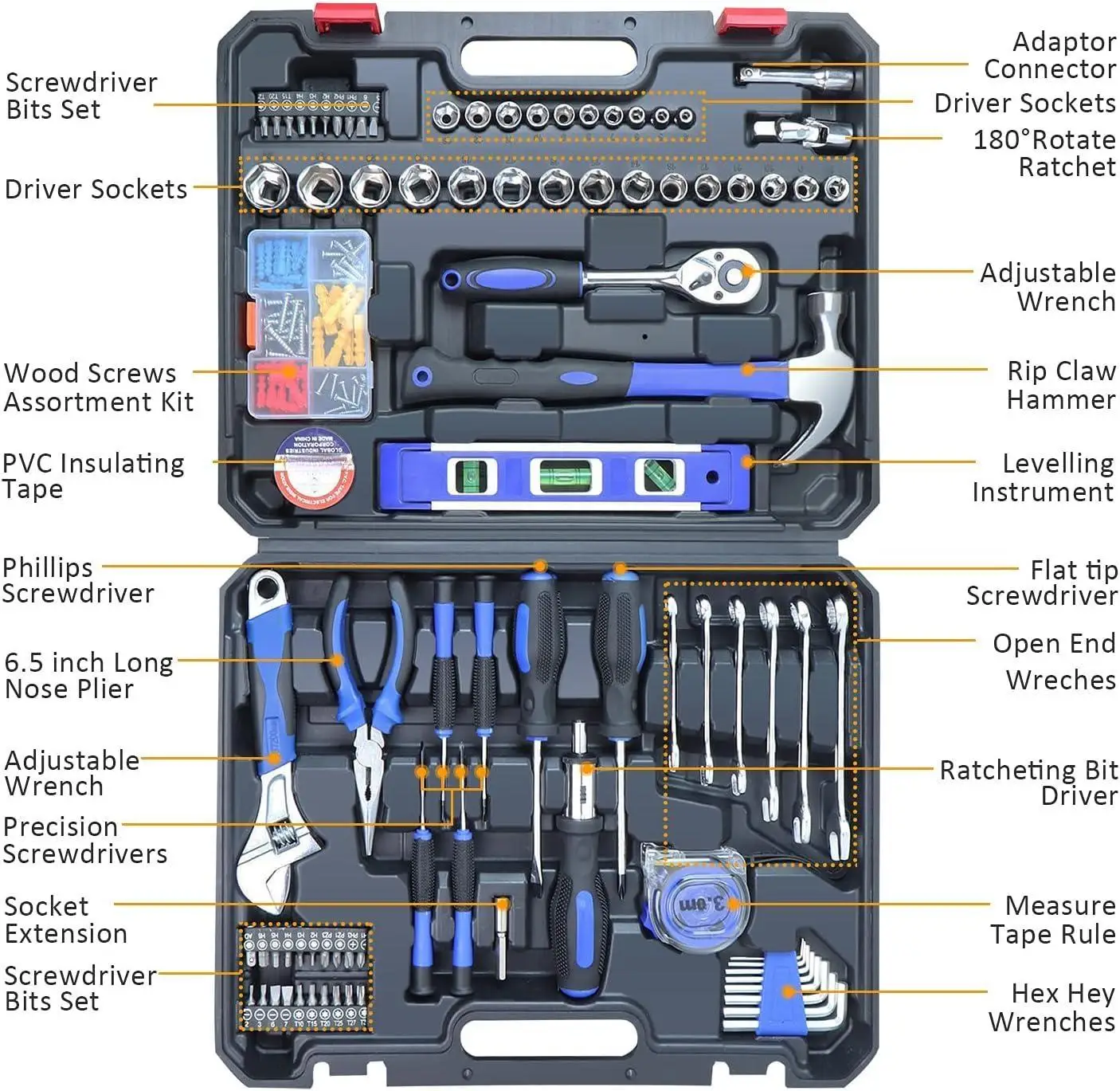 146 pcs auto repair tool kit portable Toolkit with home manual tool kit