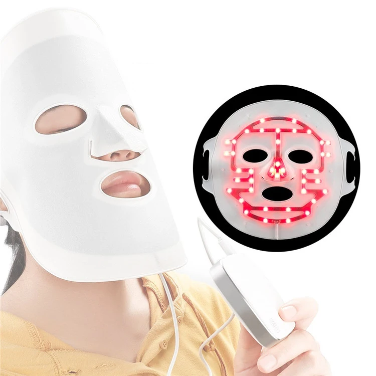 3 color led facial infrared flexible soft mask silicone face anti aging silicon