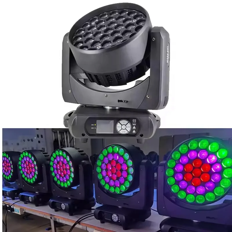 37pcs 15W Zoom Wash Moving Head Stage Lights Dj Disco Stage Party Lights Lighting Equipment Professional