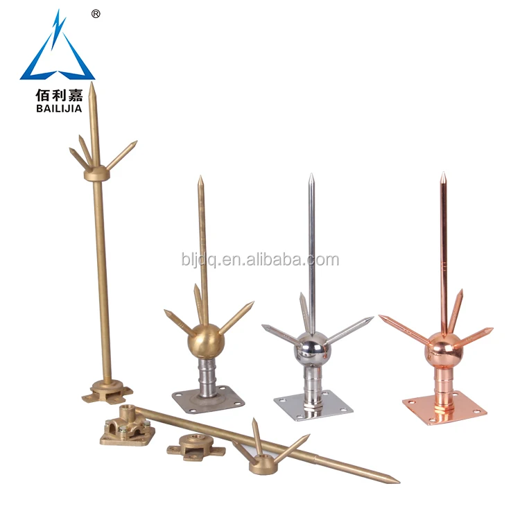 Lightning Protection Rod manufacture Building lightning Arrester Stainless Steel Pure Copper Brass Lightning Rod