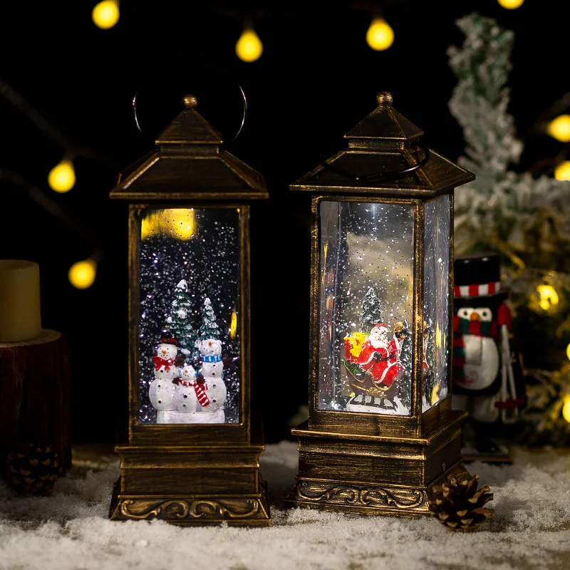 2024 Hot Sale Christmas Decoration Gifts Crafts Plastic Music Lamp Christmas Snow Globe Water Lantern Christmas Decorations