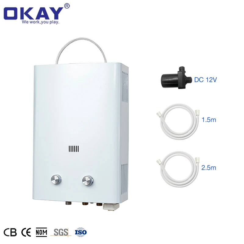 6 Liters Mini LPG Propane Gas Car Parking Travel Hot Water Heater Shower Water Boiler Outdoor Camping 12v portable water heater