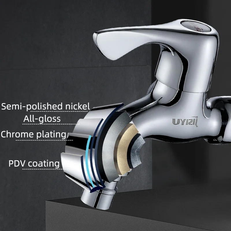 Factory Wholesale Brass Single Cooled  Faucet Bathroom Cold Water Quick Open  Faucet
