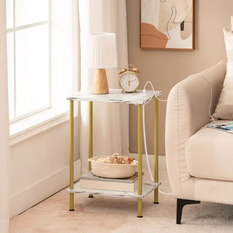 Wholesale White Side Tables, HOOBRO Brand White End Table, White Lamp Accent Table for Living Room