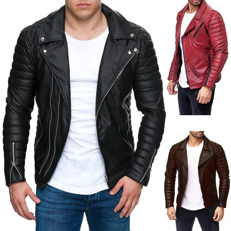 Wholesale mens leather bomber jacket chamarras leather jacket for men