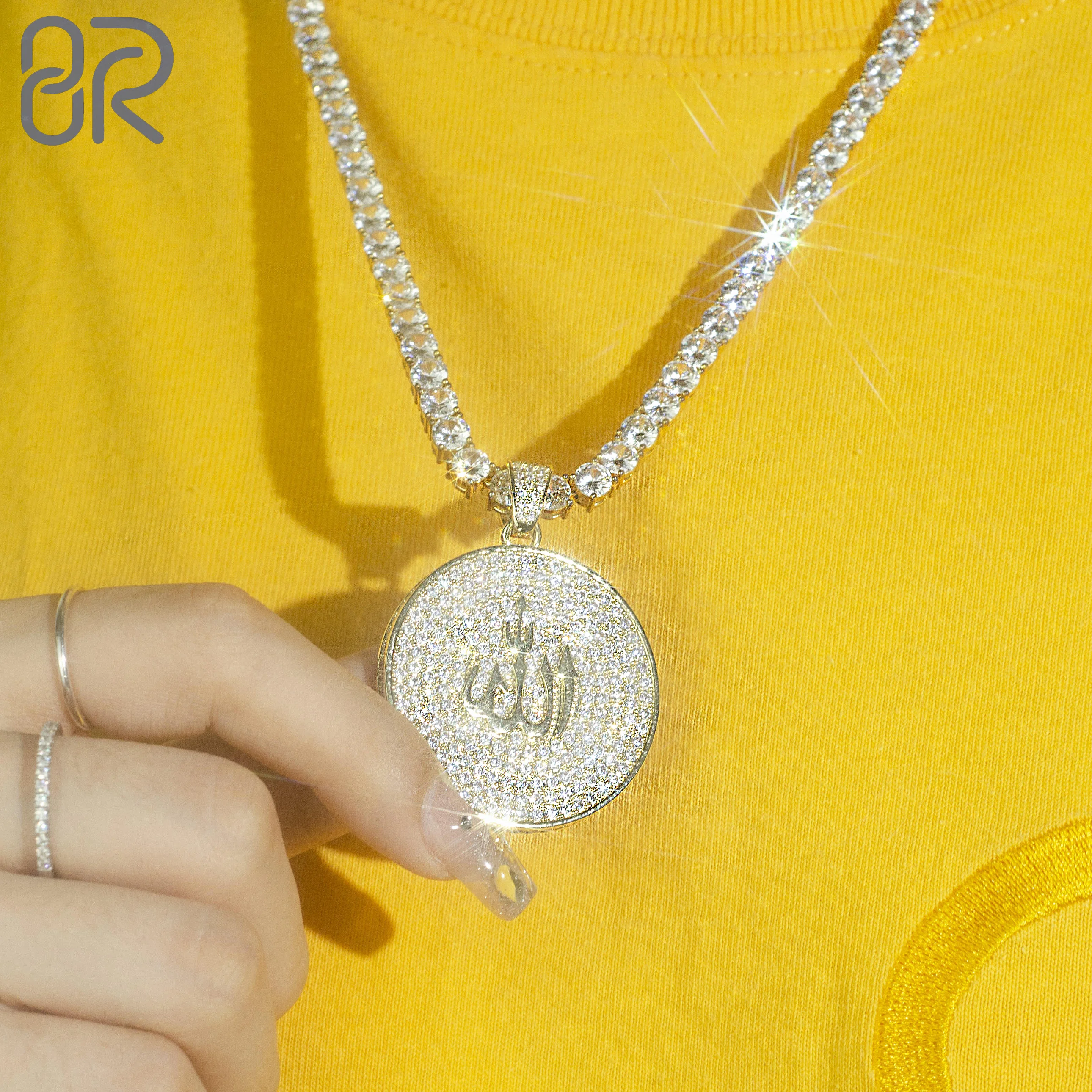 Wholesale Islam VVS Moissanite Allah Necklace Pendants Custom Gold Plating 925 Silver Pendant Hip Hop Jewelry