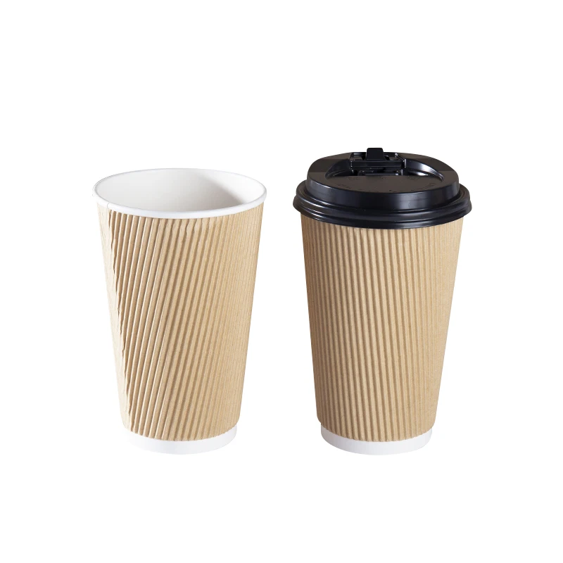 500ml 600ml Family custom paper Cups Logo Dp Ripple Wall tea paper hot cup price
