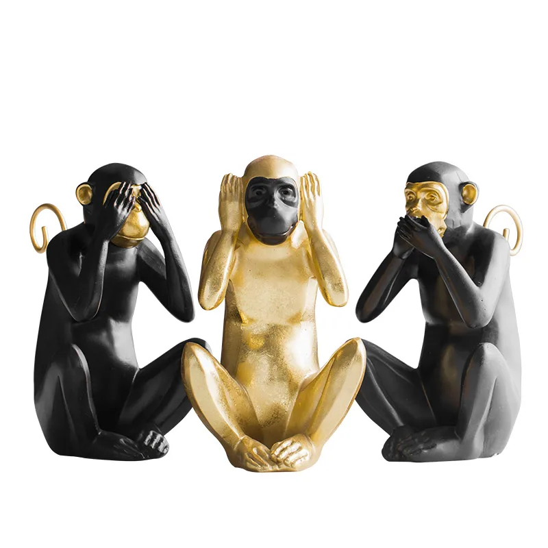 Figurines Modern Lucky Resin Craft Polyresin Home Decoration Monkey Family