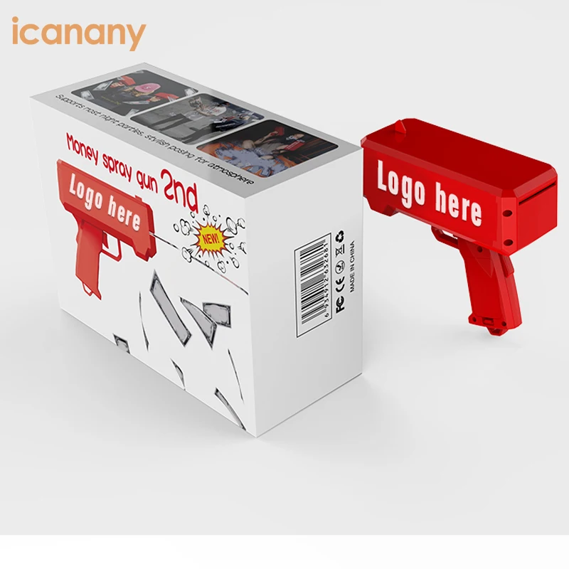  Icanany Заводской OEM-сервис розовый/черный/золотой/Красный пистолет-распылитель для денег