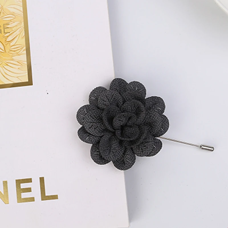 Оптовая продажа модная брошь на заказ из ткани с цветком розы Мужские булавки для лацканов ручной вышивкой