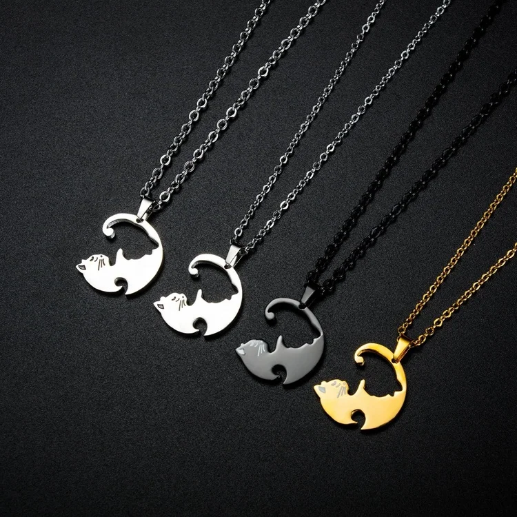 Fashion trend stainless steel matching matching coin necklace for couples