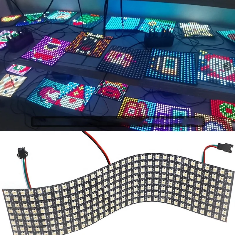 WS2812B гибкий 16*16 мм 5050 RGB матричный светодиодный дисплей PCB Пиксельная цифровая Rgb Светодиодная панель 5 В Адресуемая светодиодная матричная