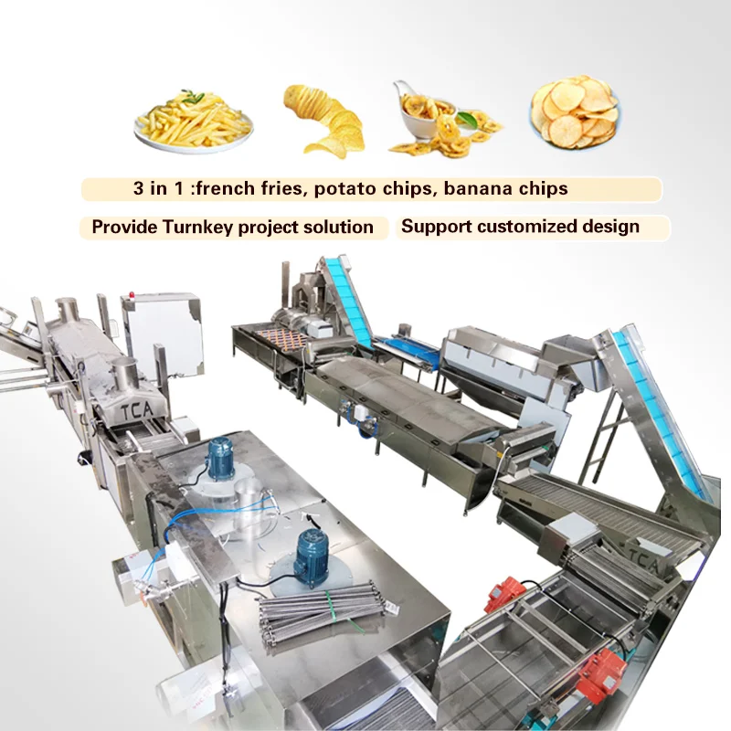 TCA  Full Automatic Frozen French Fries Making Machine Fresh Raw Potato Crispy Chips Production Line