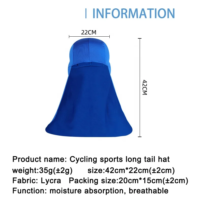 Outdoor Sports Wicking Cap with Tail Sun Shade for Safety Cycling inner cap