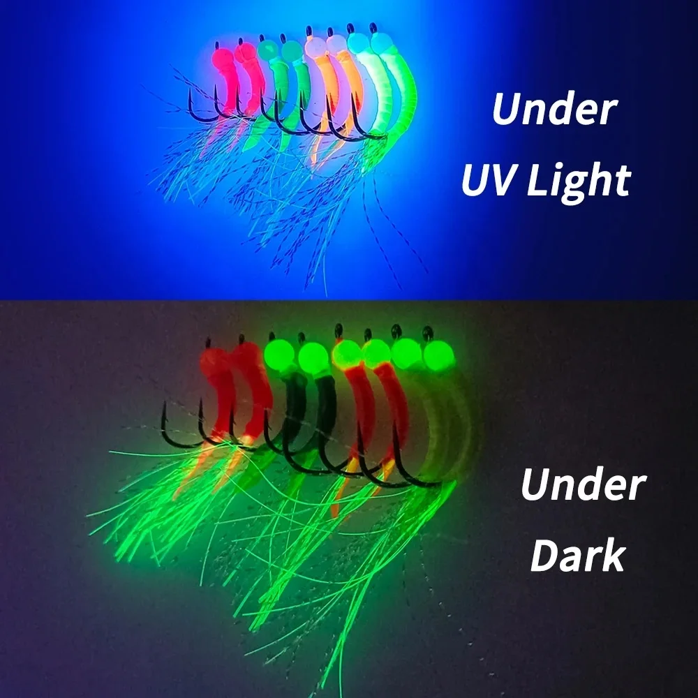 Luminous Bead Head Wet Fly Fishing Flies worm hook Twisted Flash Tinsel Maylar Tinsel Tail For Bass Trout Sea Fishing Lure Bait