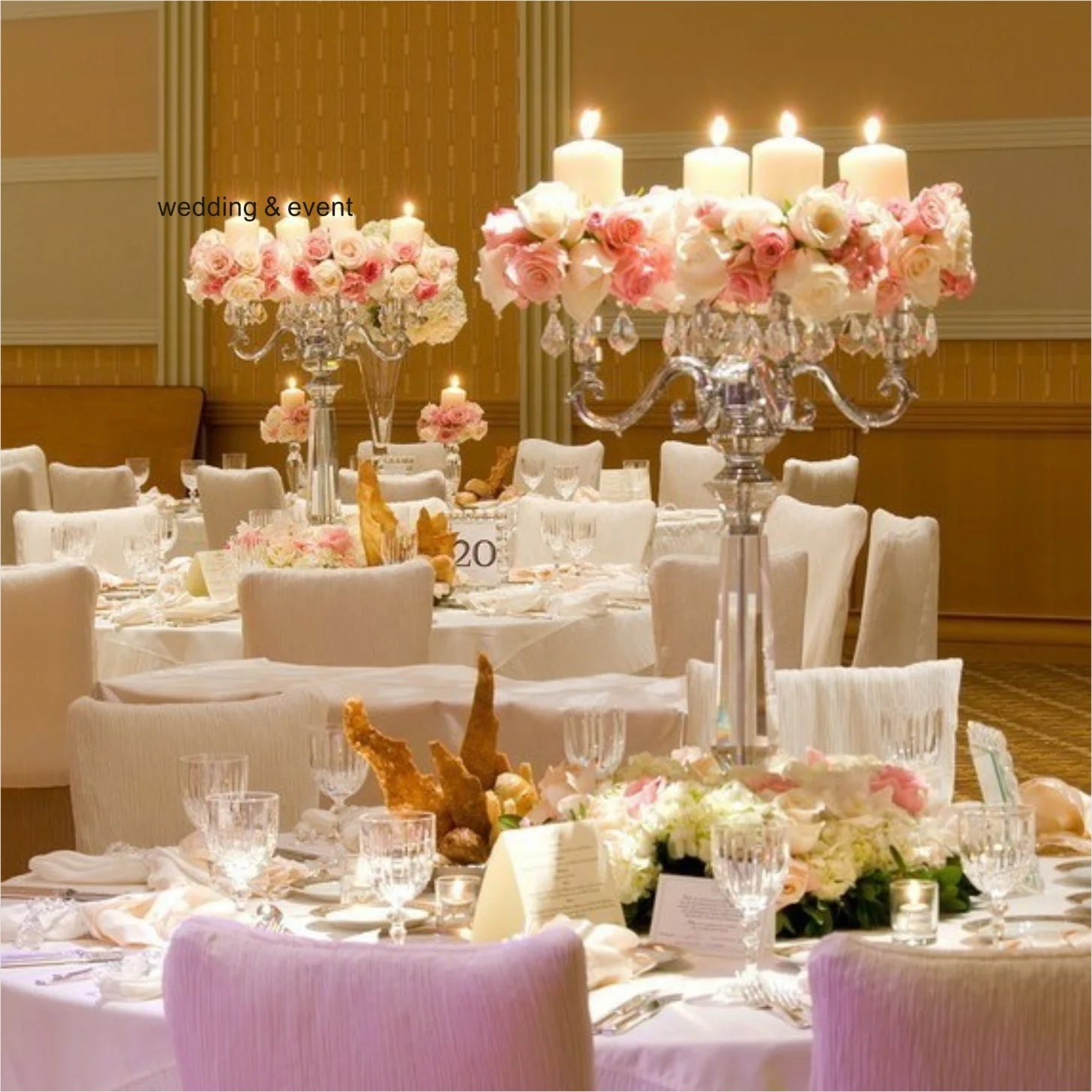 Gorgeous wedding decoration crystal candelabra indian mandap